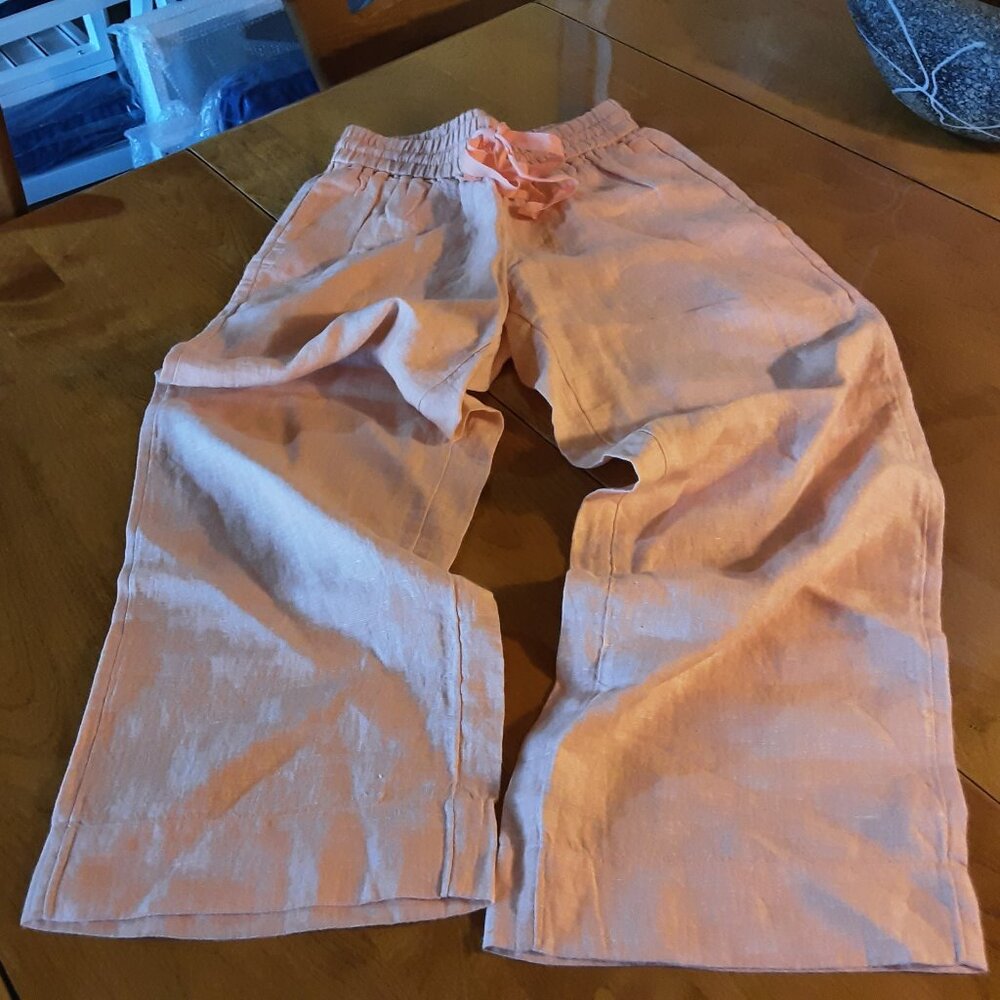 Peachy Pink Linen Pants Drawstring  XXS NWT
